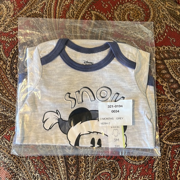 NWT Disney Baby Okie Dokie Mickey Mouse Bodysuits, Light Heather Gray - Picture 2 of 5